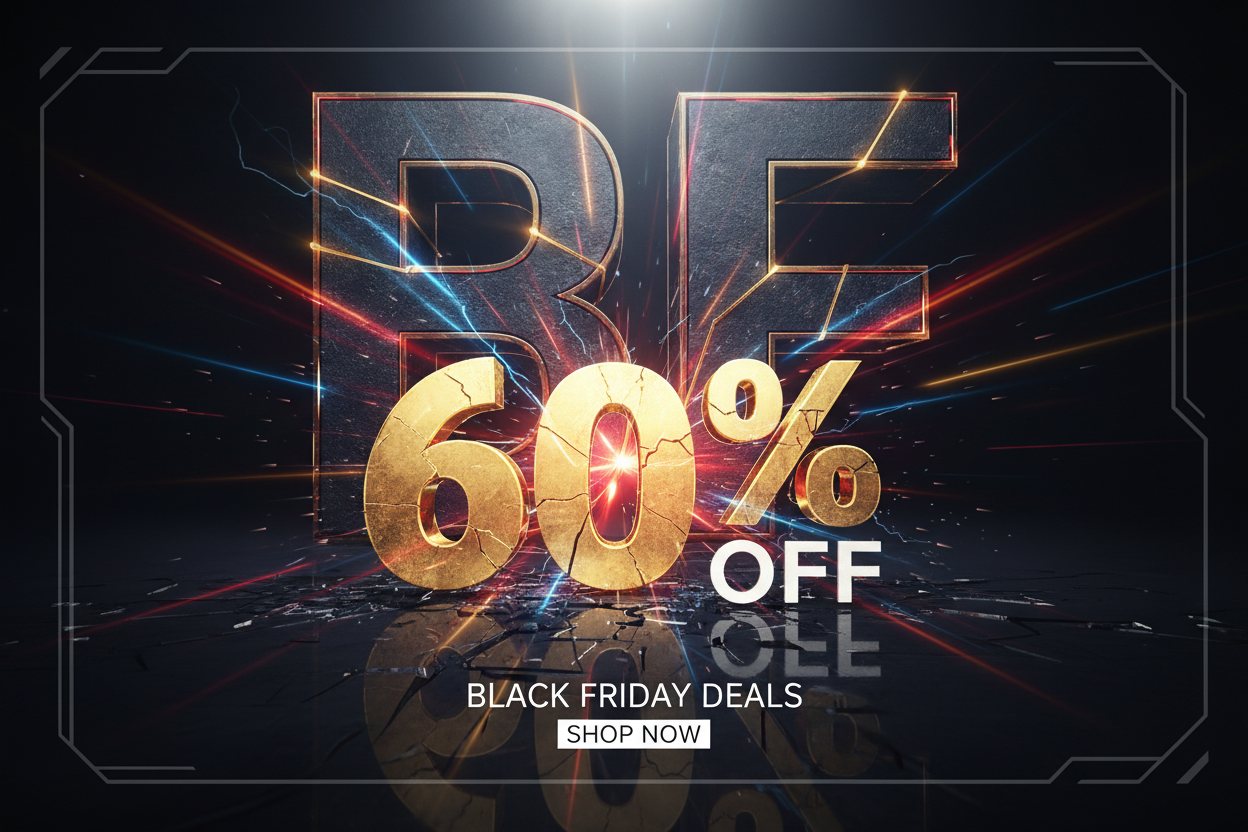 une image pour le black friday avec en fond le text BF et  60%